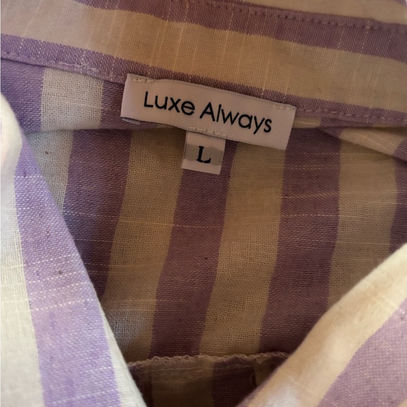 ⭐️Luxe Always Lavender Striped Oversized Button Up Top⭐️ NWOT - Picture 7 of 9
